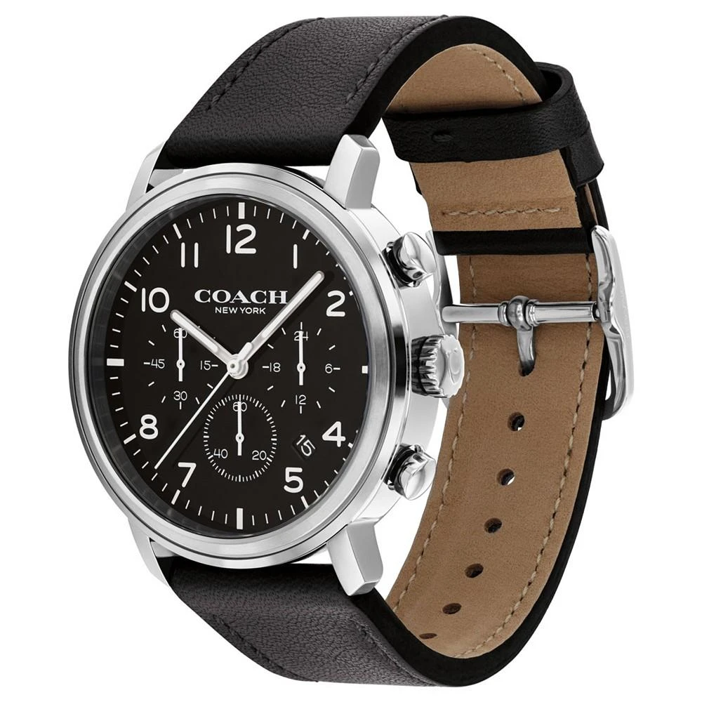 商品Coach|Men's Harrison Black Leather Strap Watch 42mm,价格¥1656,第2张图片详细描述