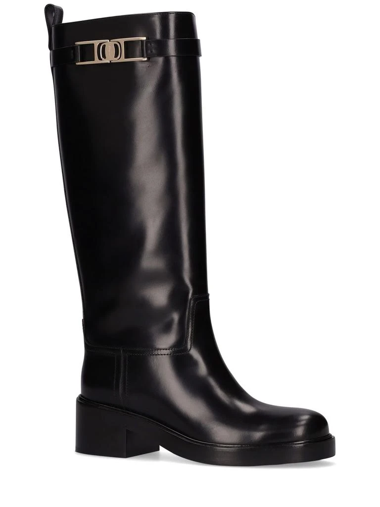 商品Salvatore Ferragamo|50mm Rosalie Leather Tall Boots,价格¥8761,第2张图片详细描述