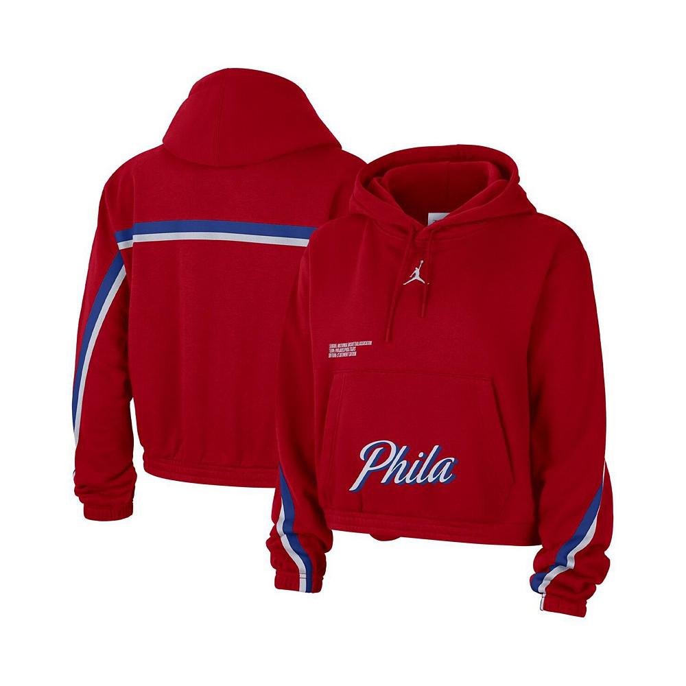 Women's Brand Red Philadelphia 76ers Courtside Statement Edition Pullover Hoodie商品第1张图片规格展示