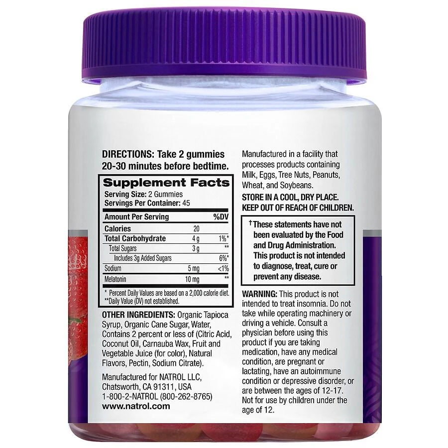 商品Natrol|Melatonin 10 mg, Sleep Support, Gummies Strawberry,价格¥97,第4张图片详细描述