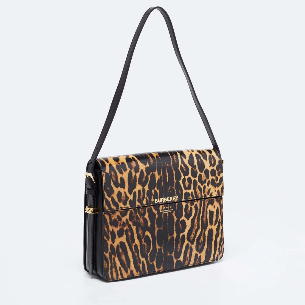 商品Burberry|Burberry Black/Brown Leopard Print Glossy Leather Large Grace Shoulder Bag,价格¥4929,第3张图片详细描述