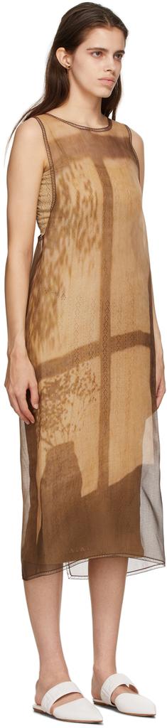 棕色 & 米色真丝连衣裙商品第2张图片规格展示