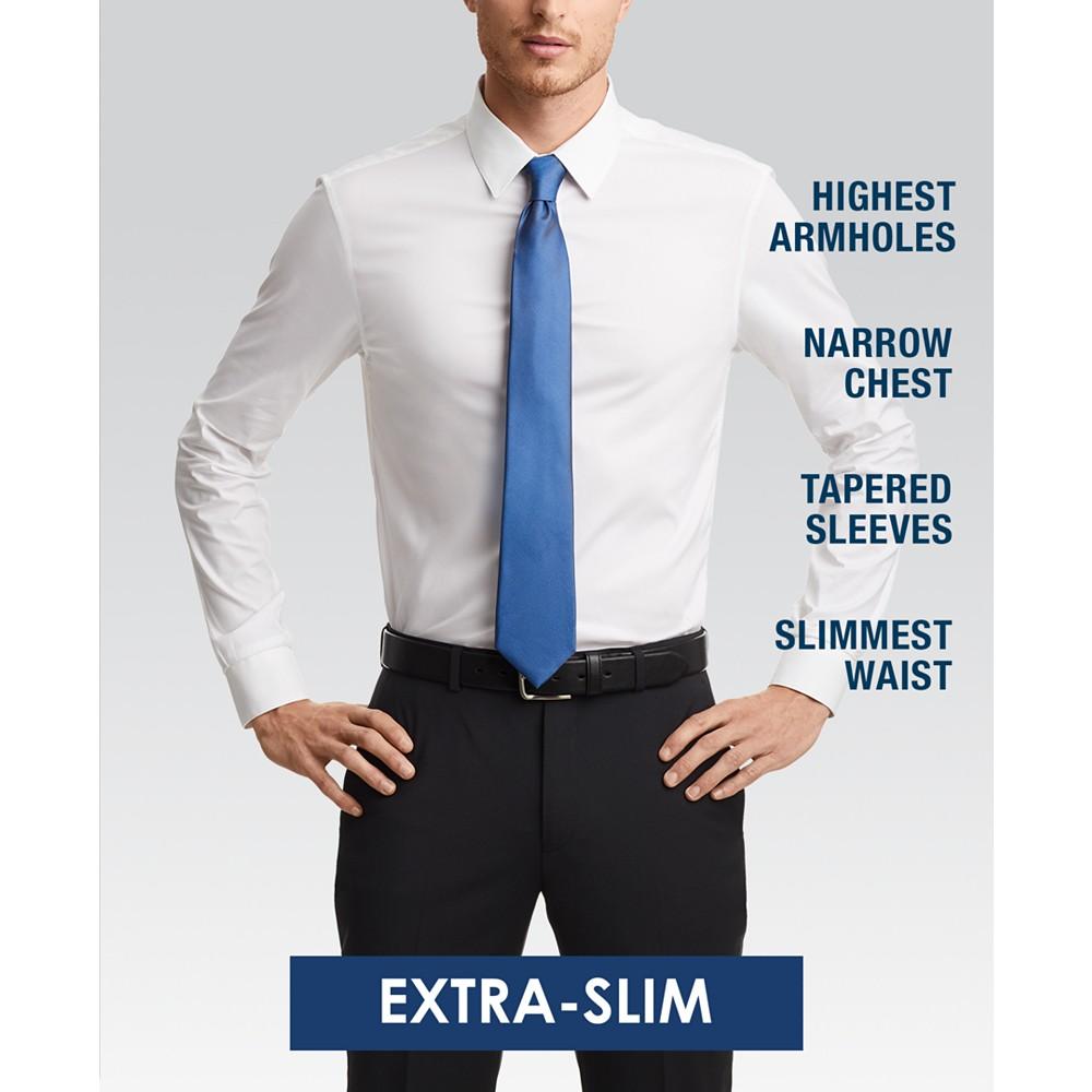 Calvin Klein Men's STEEL Extra-Slim Fit Non-Iron Performance Herringbone Dress Shirt商品第4张图片规格展示