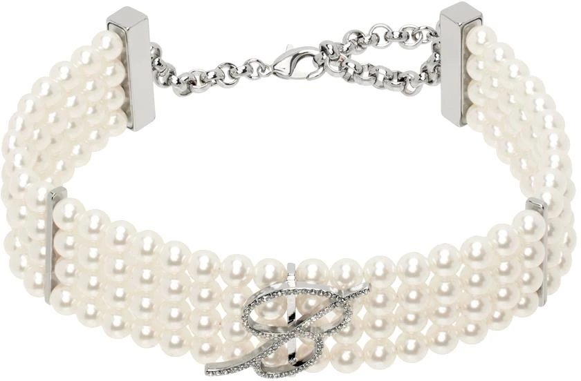 商品BLUMARINE|White Pearl Rhinestone B Monogram Choker,价格¥1359,第1张图片