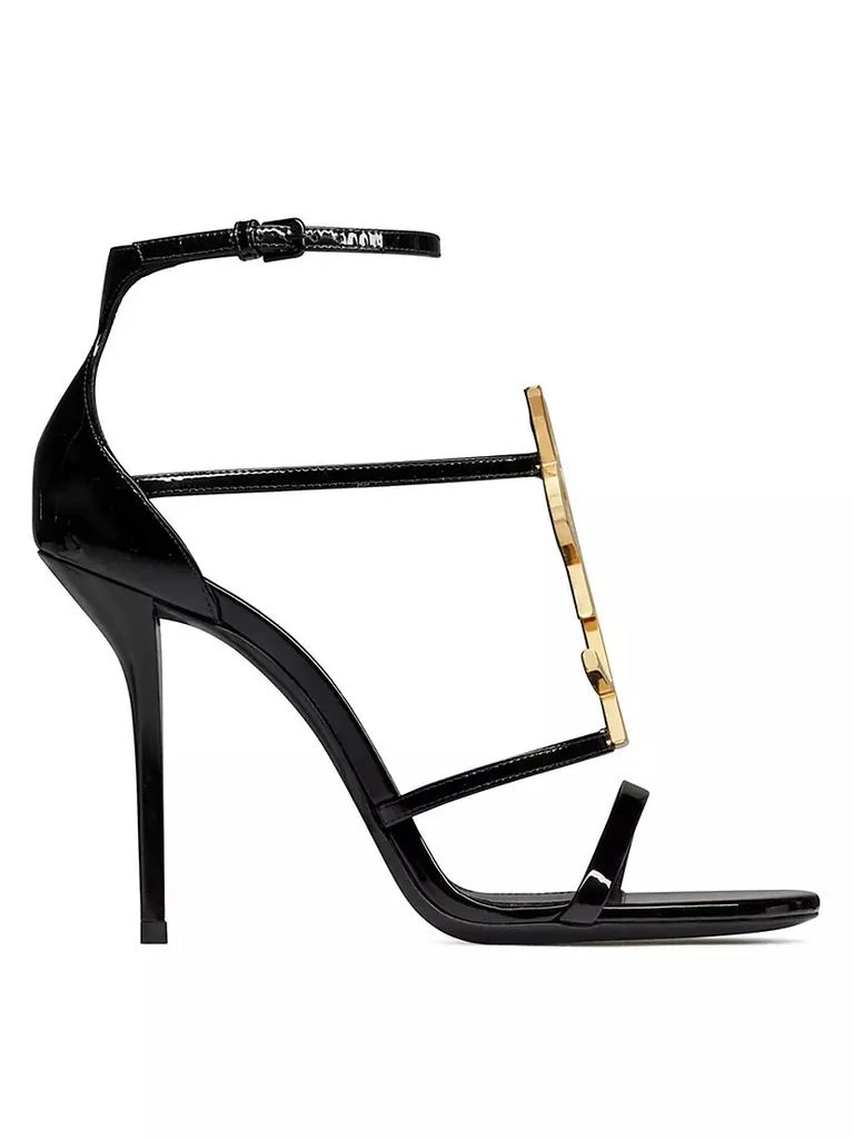 商品Yves Saint Laurent|Cassandra Sandals In Patent Leather With Gold-tone Monogram,价格¥9949,第1张图片