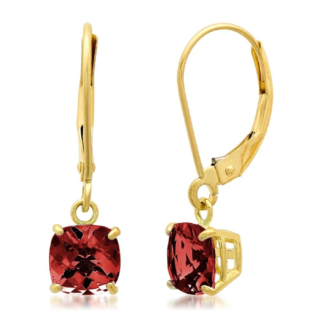 商品MaxColor|Solid 10K Yellow Gold Cushion Cut Dangle Gemstone Leverback Earrings,价格¥1174,第5张图片详细描述