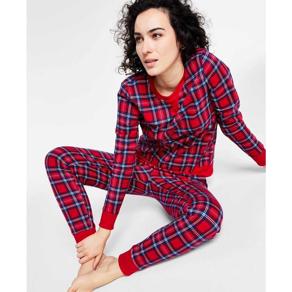 Women's Printed Plaid Matching Crewneck Top, Created for Macy's商品第3张图片规格展示