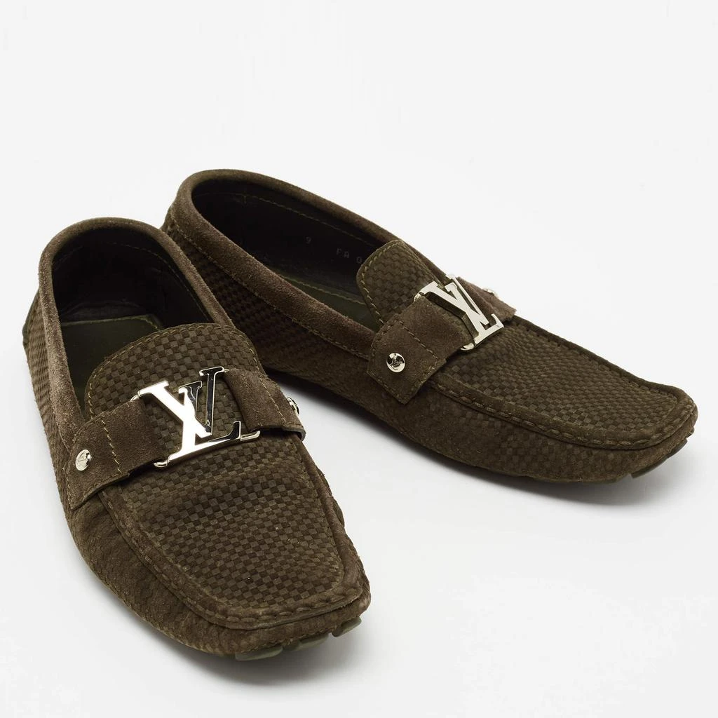 商品[二手商品] Louis Vuitton|Louis Vuitton Olive Green Textured Suede Monte Carlo Loafers Size 43,价格¥1656,第4张图片详细描述