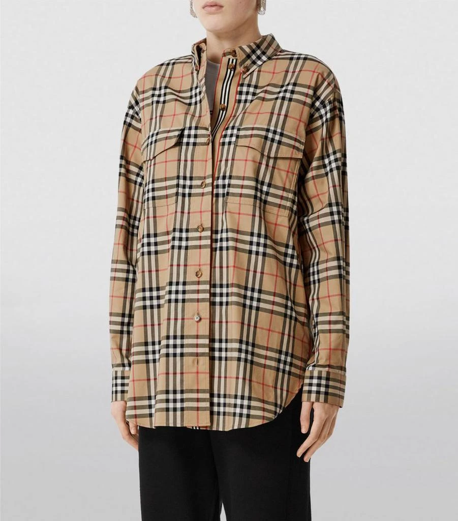 商品Burberry|Vintage Check Stretch Cotton Oversized Shirt,价格¥4890,第4张图片详细描述