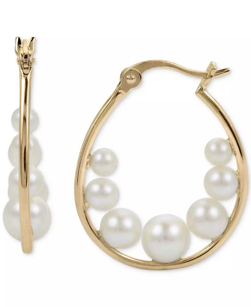 商品Macy's|Cultured Freshwater Pearl (3-6mm) Hoop Earrings in 14k Gold-Plated Sterling Silver,价格¥2820,第1张图片