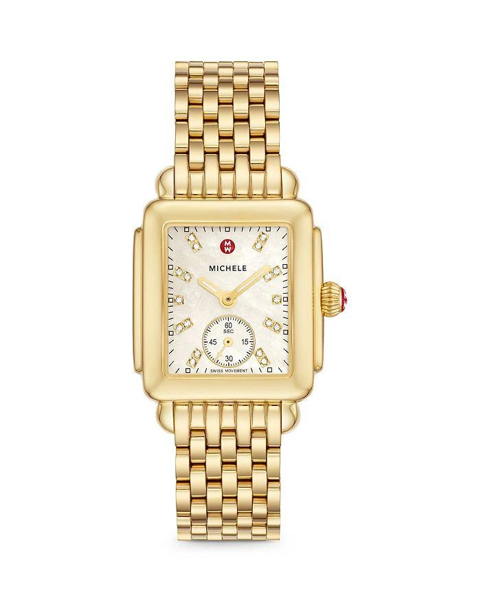 商品Michele|Deco Mid Gold Diamond Dial Watch, 29 x 31mm,价格¥14223,第1张图片详细描述