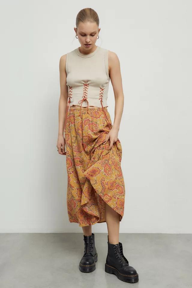 Urban Renewal Remade Bleached Paisley Midi Skirt商品第6张图片规格展示