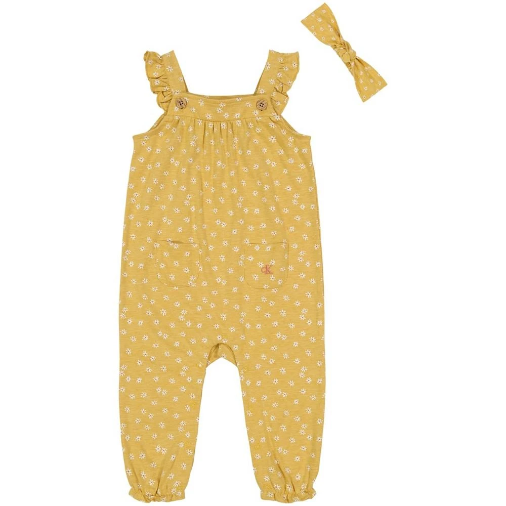 商品Calvin Klein|Baby Girls Floral Jumpsuit and Headband, 2 Piece Set,价格¥111,第1张图片