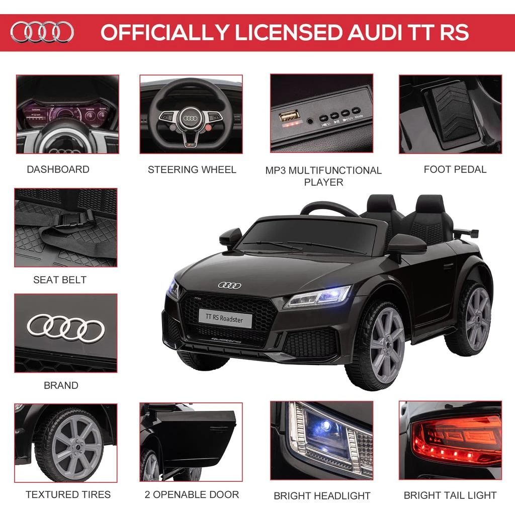 商品Streamdale Furniture|Streamdale Officially Licensed Audi TT RS Electric Ride-On Car with Parent Remote Control,价格¥2831,第4张图片详细描述