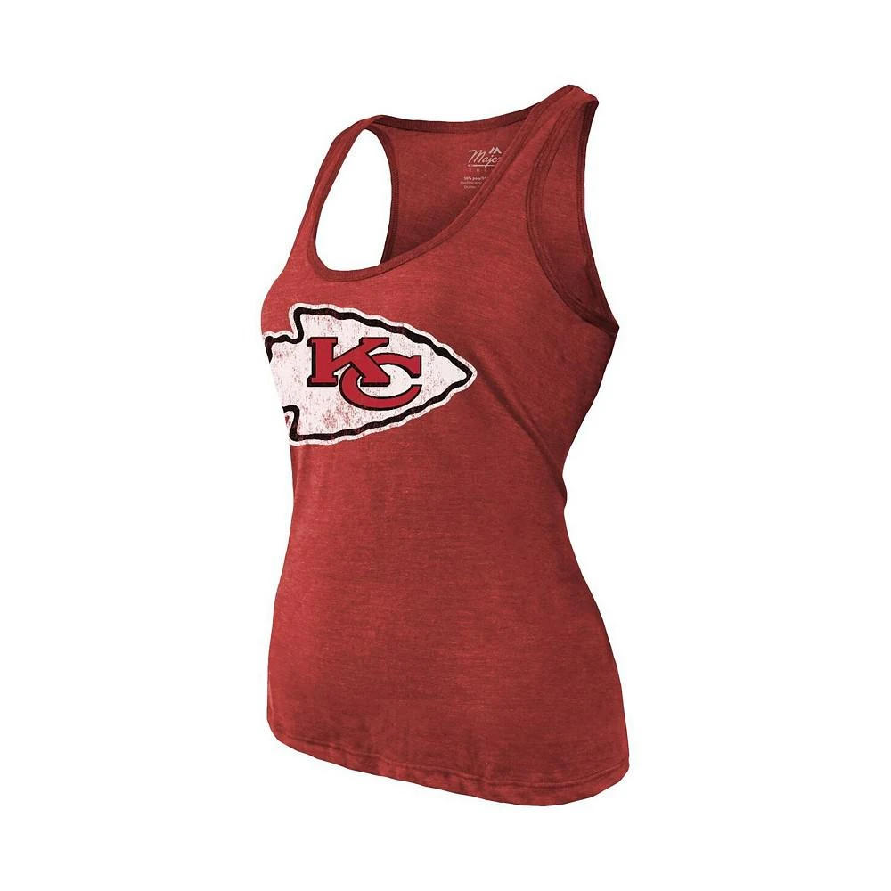 商品Majestic|Women's Threads Heathered Red Kansas City Chiefs Name and Number Tri-Blend Tank Top,价格¥265,第2张图片详细描述