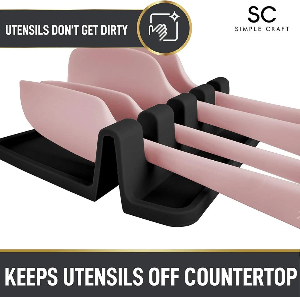 商品Zulay Kitchen|Silicone Utensil Spoon Rest with Drip Pad for Multiple Utensils,价格¥151,第5张图片详细描述