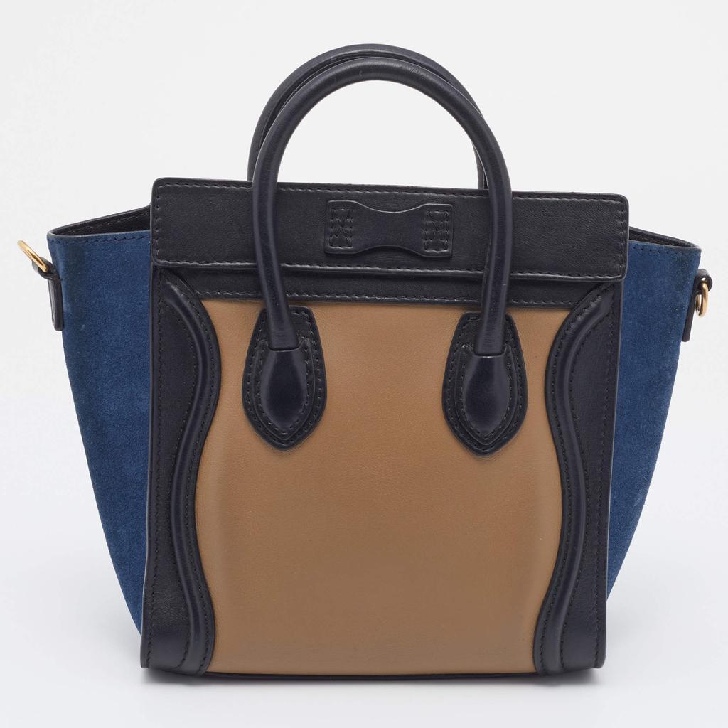 Celine Tri Color Leather and Suede Nano Luggage Tote商品第4张图片规格展示