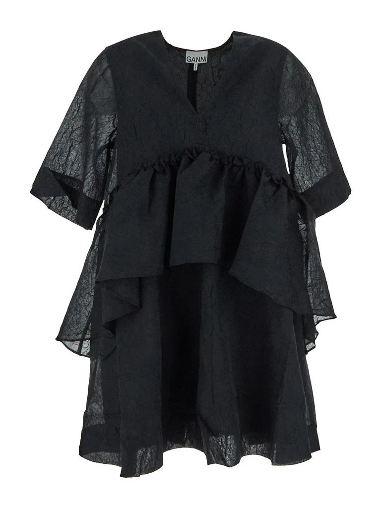 商品Ganni|Crinkled Georgette Flounce Mini Dress,价格¥2544,第1张图片
