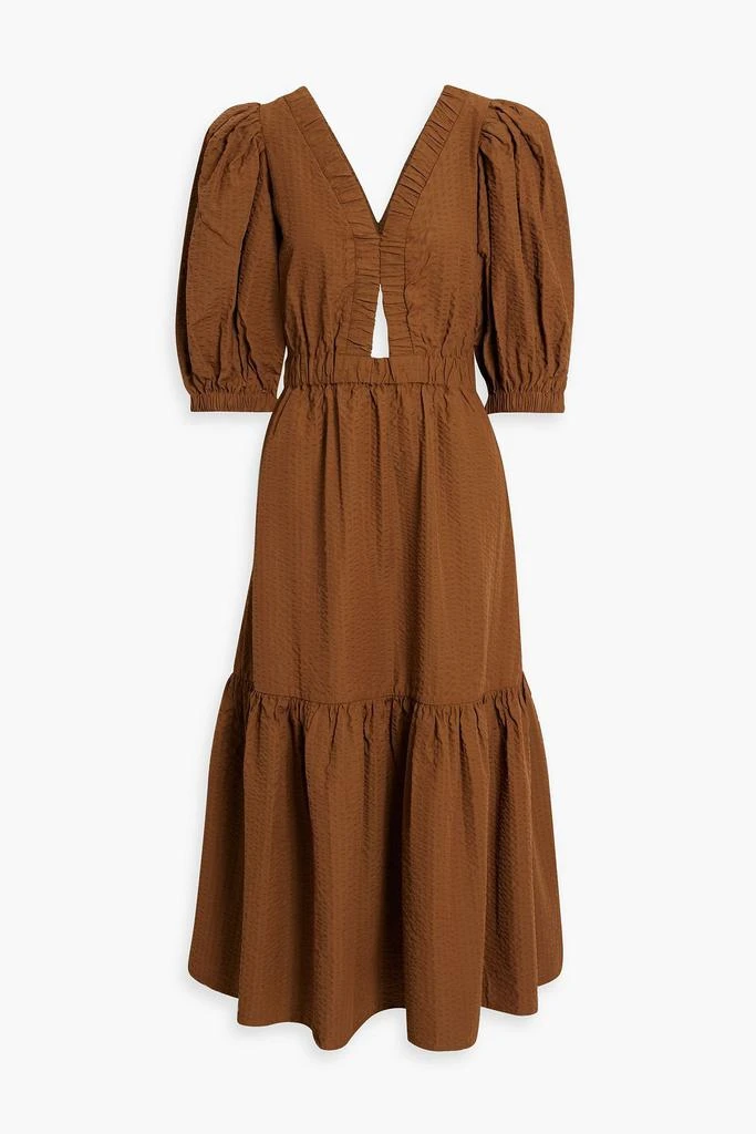 商品Sea|Sevyn cutout gathered seersucker midi dress,价格¥1266,第1张图片