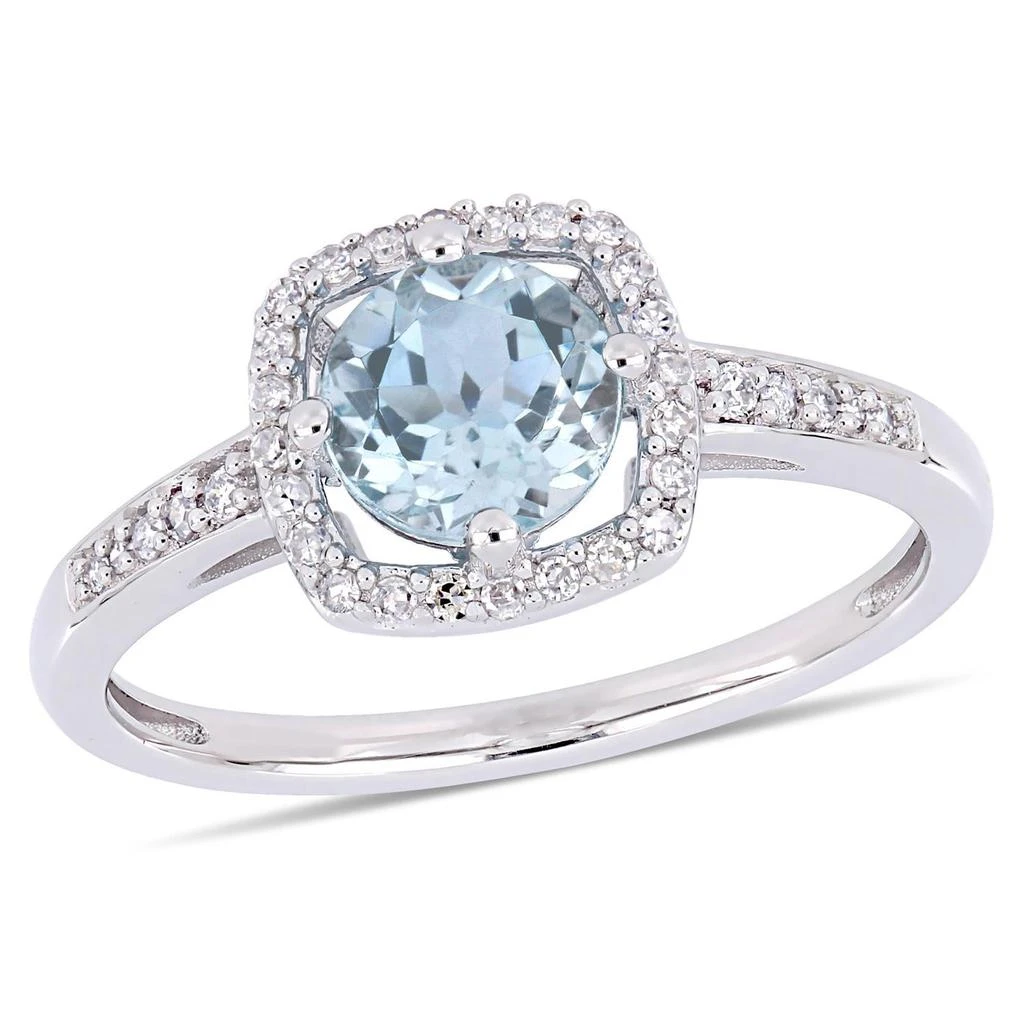 商品Delmar|10k White Gold Blue Topaz and Diamond Ring,价格¥3618,第1张图片