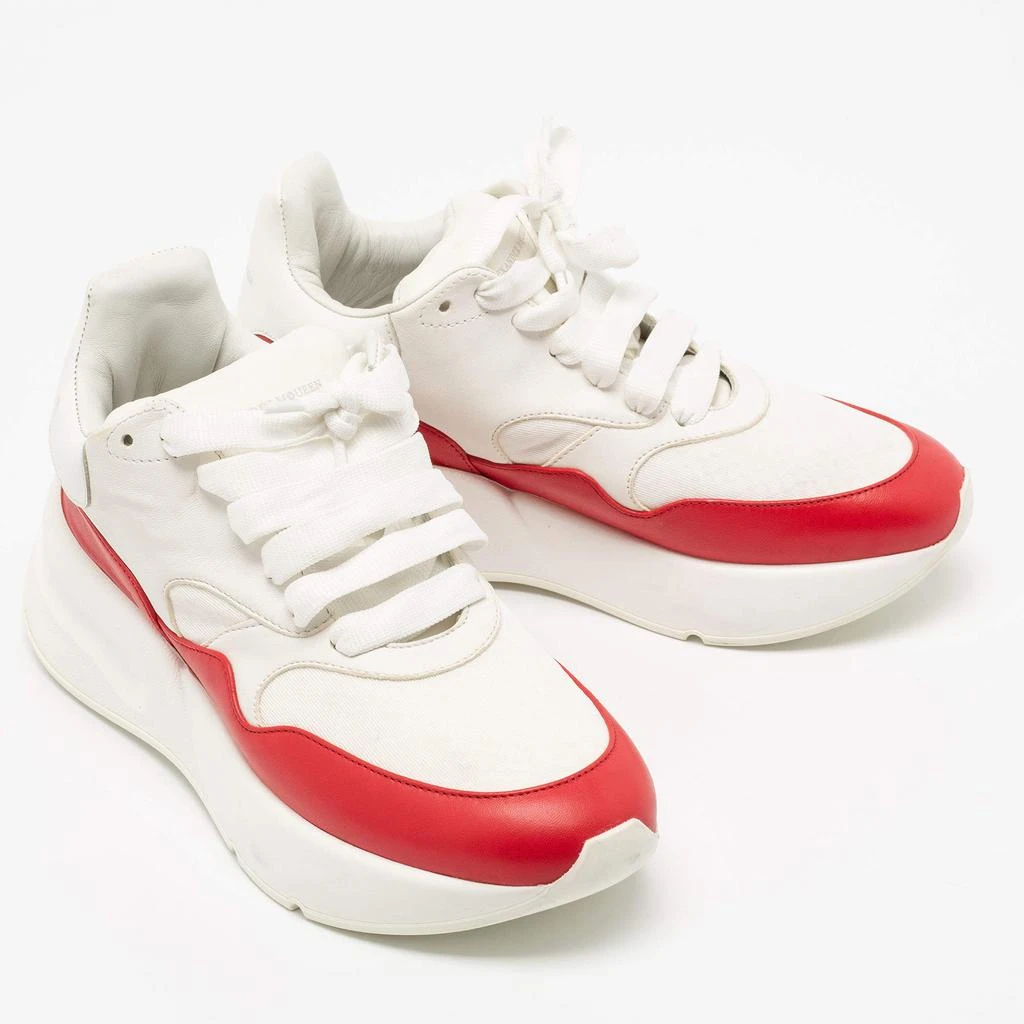 商品[二手商品] Alexander McQueen|Alexander McQueen White/Red Leather And Fabric Oversized Runner Low Top Sneakers Size 38.5,价格¥1829,第4张图片详细描述