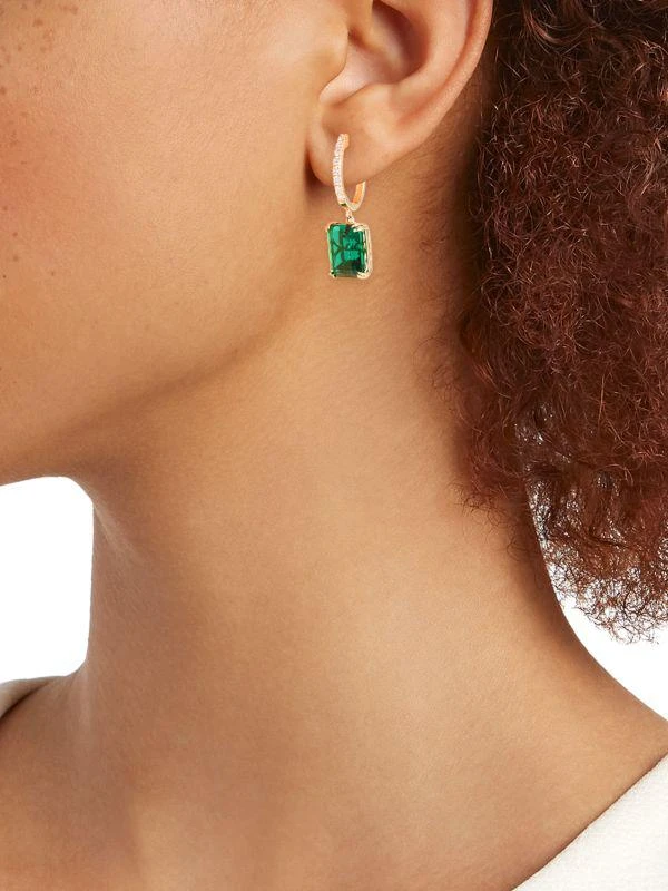 商品Effy|14K Yellow Gold, Lab Grown Diamond & Lab Grown Emerald Drop Earrings,价格¥7566,第2张图片详细描述