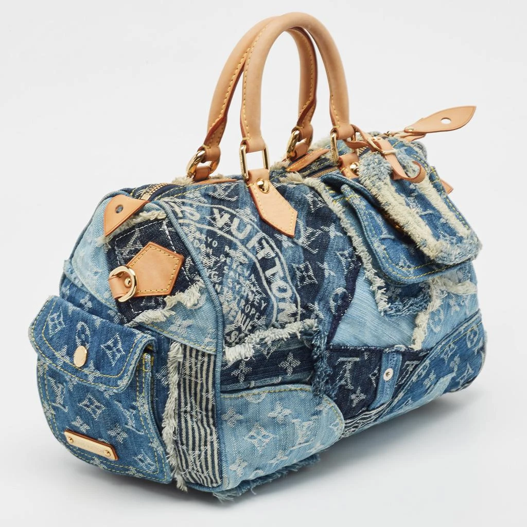 商品[二手商品] Louis Vuitton|Louis Vuitton Blue Monogram Denim Limited Edition Patchwork Speedy Bag,价格¥19919,第3张图片详细描述