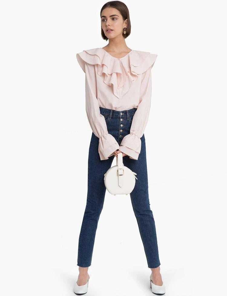 Pink Ruffle Off The Shoulder Shirt 商品