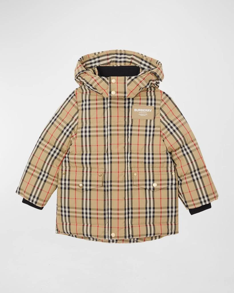 商品Burberry|Boy's Aubin Vintage Check Parka Jacket, Size 3-14,价格¥2210,第1张图片