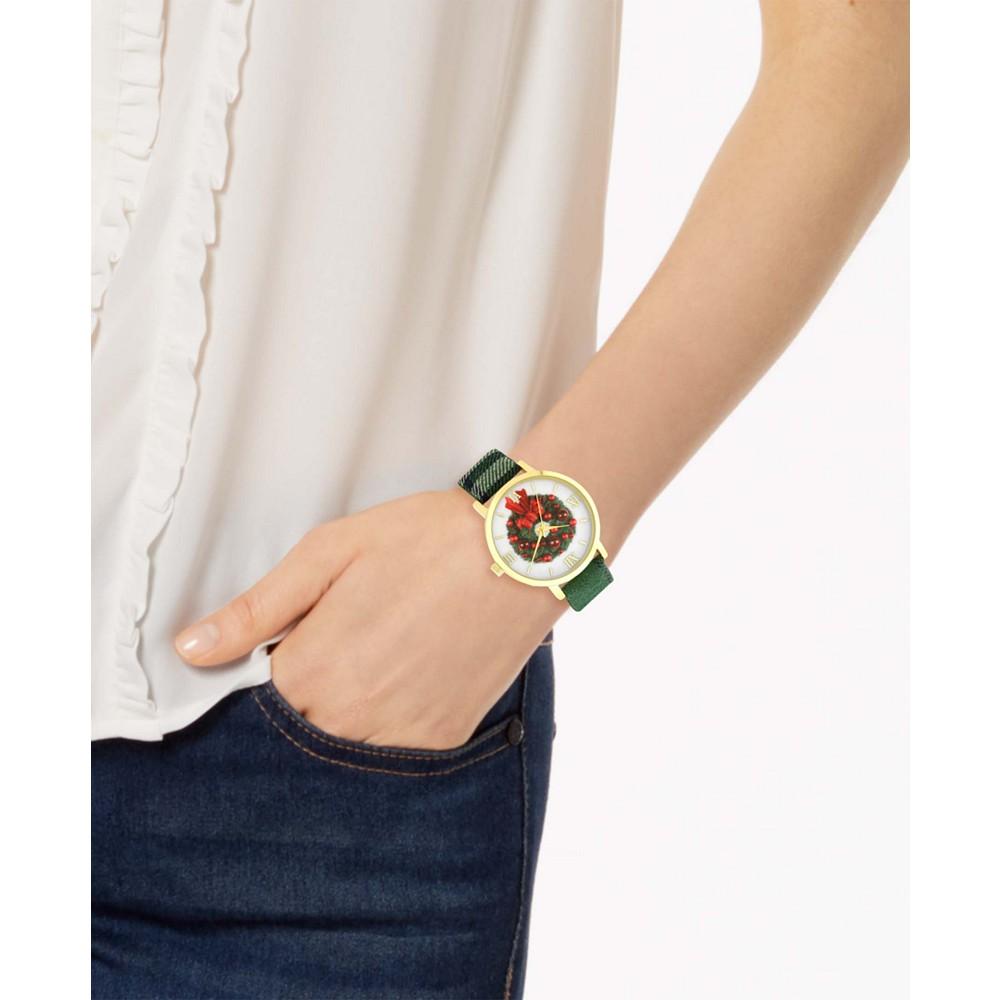 Women's Green Plaid Fabric Strap Watch 40mm, Created for Macy's商品第2张图片规格展示