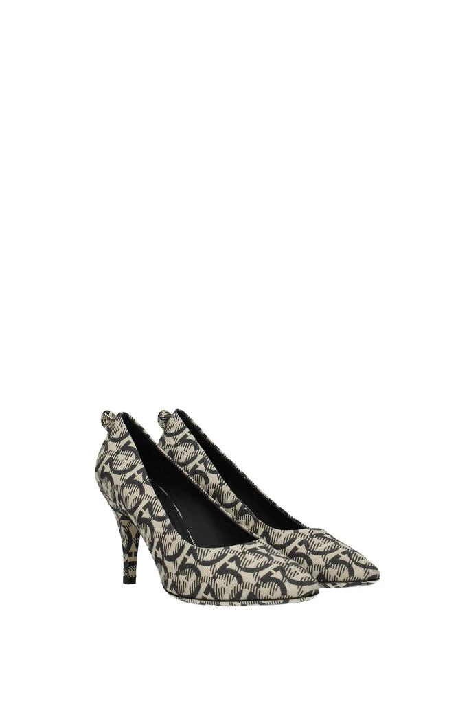 商品Salvatore Ferragamo|Pumps Fabric Beige Black,价格¥2251,第2张图片详细描述