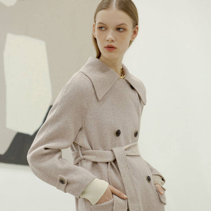 Enola Wool Coat - Oatmeal | Enola羊毛大衣 - 燕麦色商品第2张图片规格展示