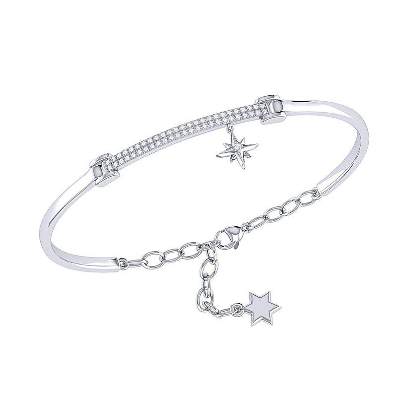 商品LuvMyJewelry|Little North Star Diamond Bar Bangle in Sterling Silver,价格¥3616,第1张图片