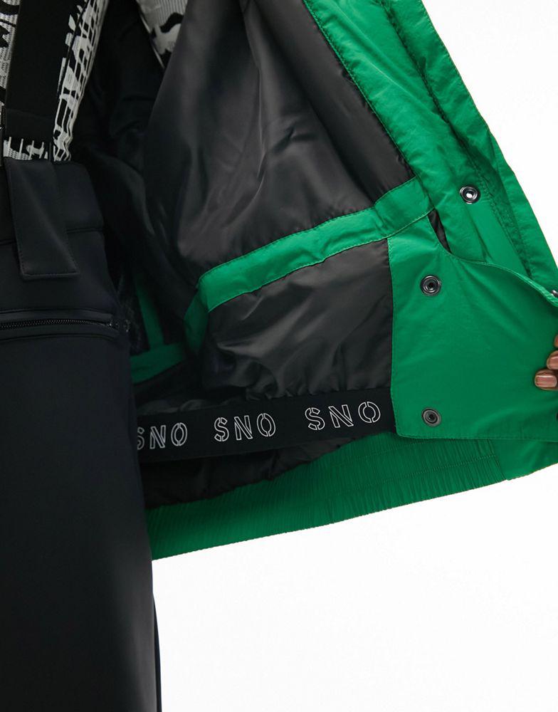 Topshop Sno hooded puffer ski jacket in green商品第2张图片规格展示