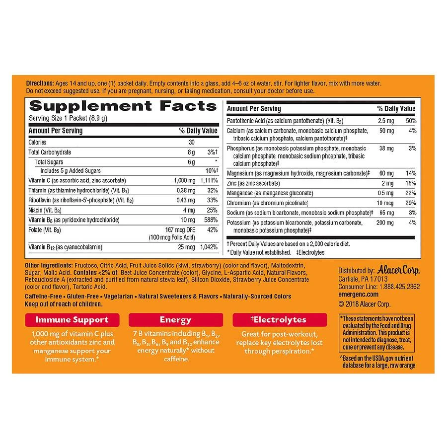 商品Emergen-C|维生素C泡腾片 草莓奇异果口味  帮助提升每日免疫，富含抗氧化剂维生素B族,价格¥100,第4张图片详细描述