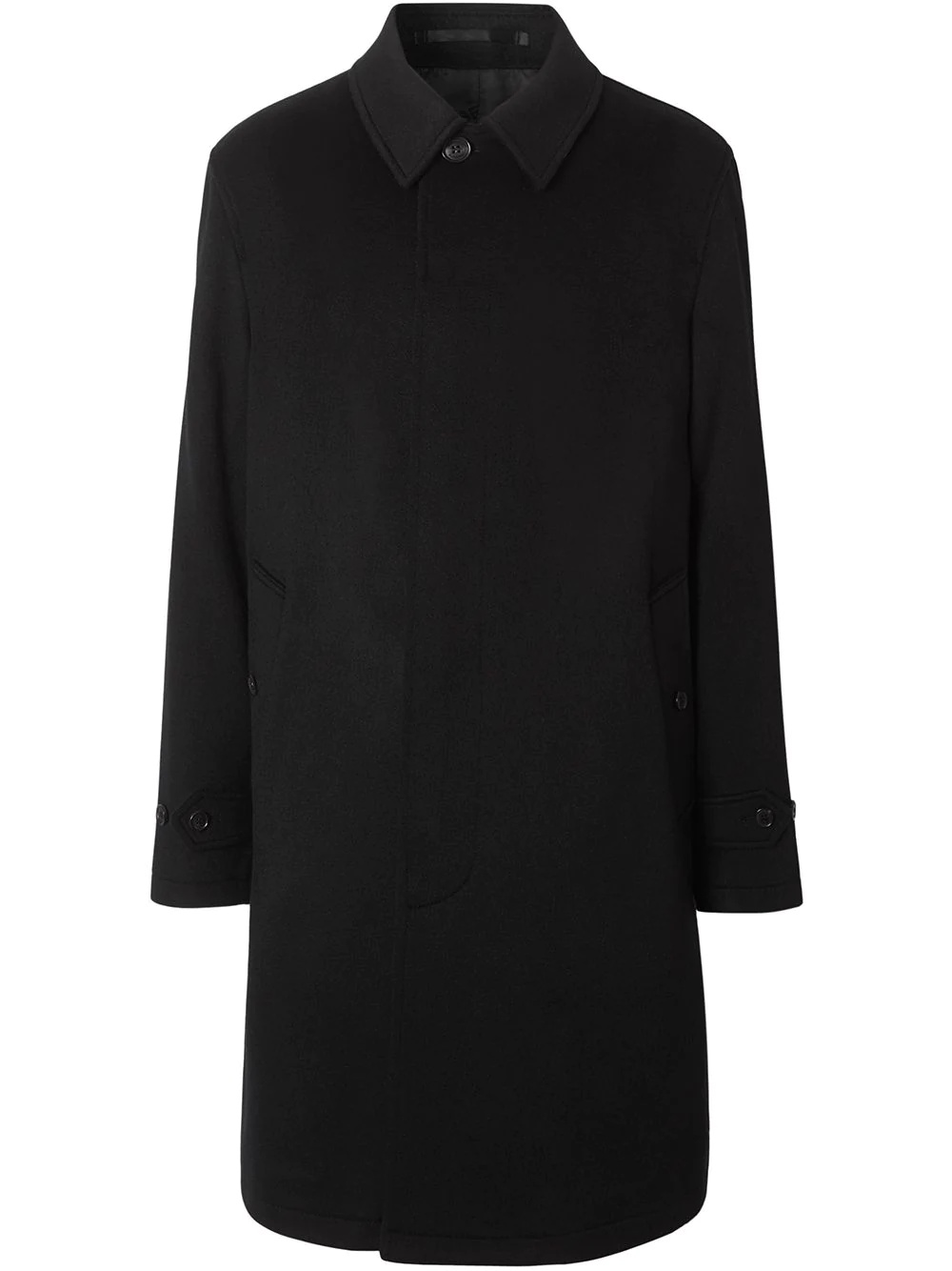 商品[国内直发] Burberry|BURBERRY 男士黑色羊毛单排扣大衣 8021786,价格¥14986,第1张图片