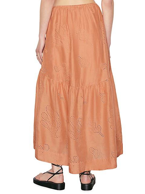 Eyelet Linen Maxi Skirt商品第5张图片规格展示