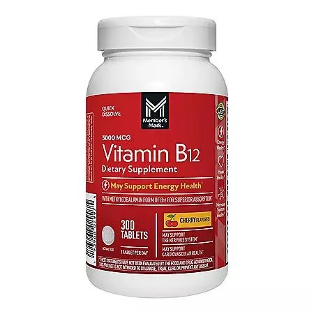 商品Member's Mark|Member’s Mark Vitamin B12 Quick Dissolve Tablets, 5000 mcg, Cherry, 300 ct.,价格¥116,第1张图片