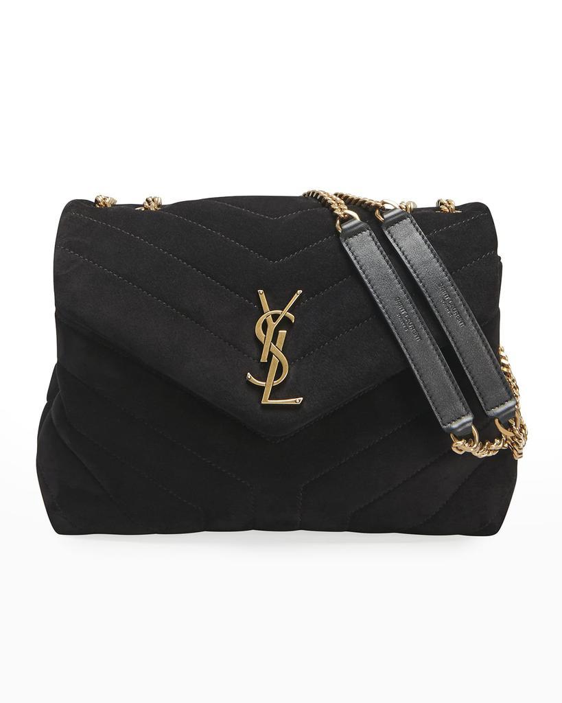 商品Yves Saint Laurent|Loulou Small Monogram YSL Suede V-Flap Shoulder Bag,价格¥23011,第1张图片