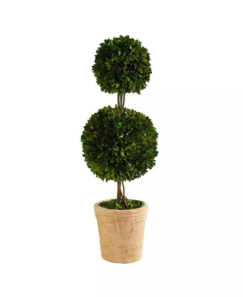 商品NEARLY NATURAL|2.5ft. Preserved Boxwood Double Ball Topiary Tree in Decorative Planter,价格¥1390,第1张图片