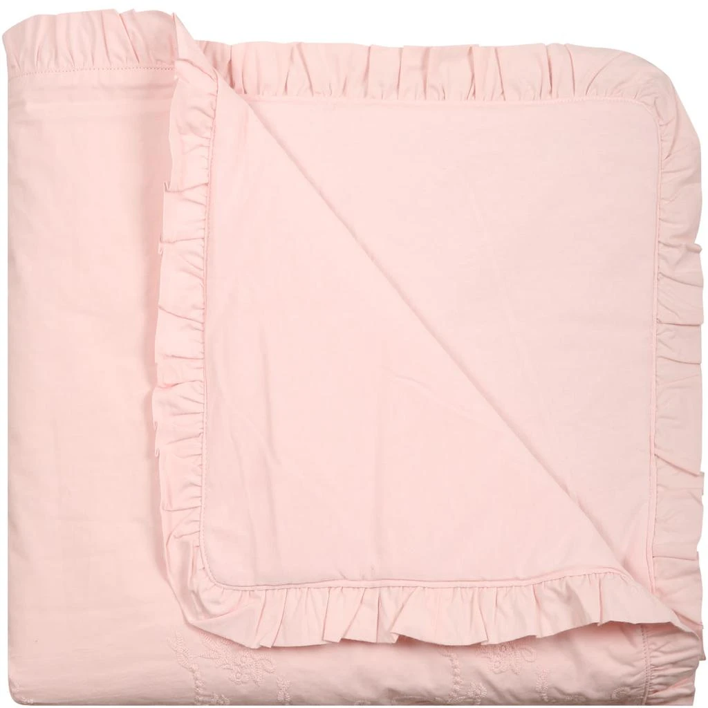 商品ERMANNO|Ermanno Scervino Junior Pink Blanket For Baby Girl With Logo,价格¥1443,第2张图片详细描述