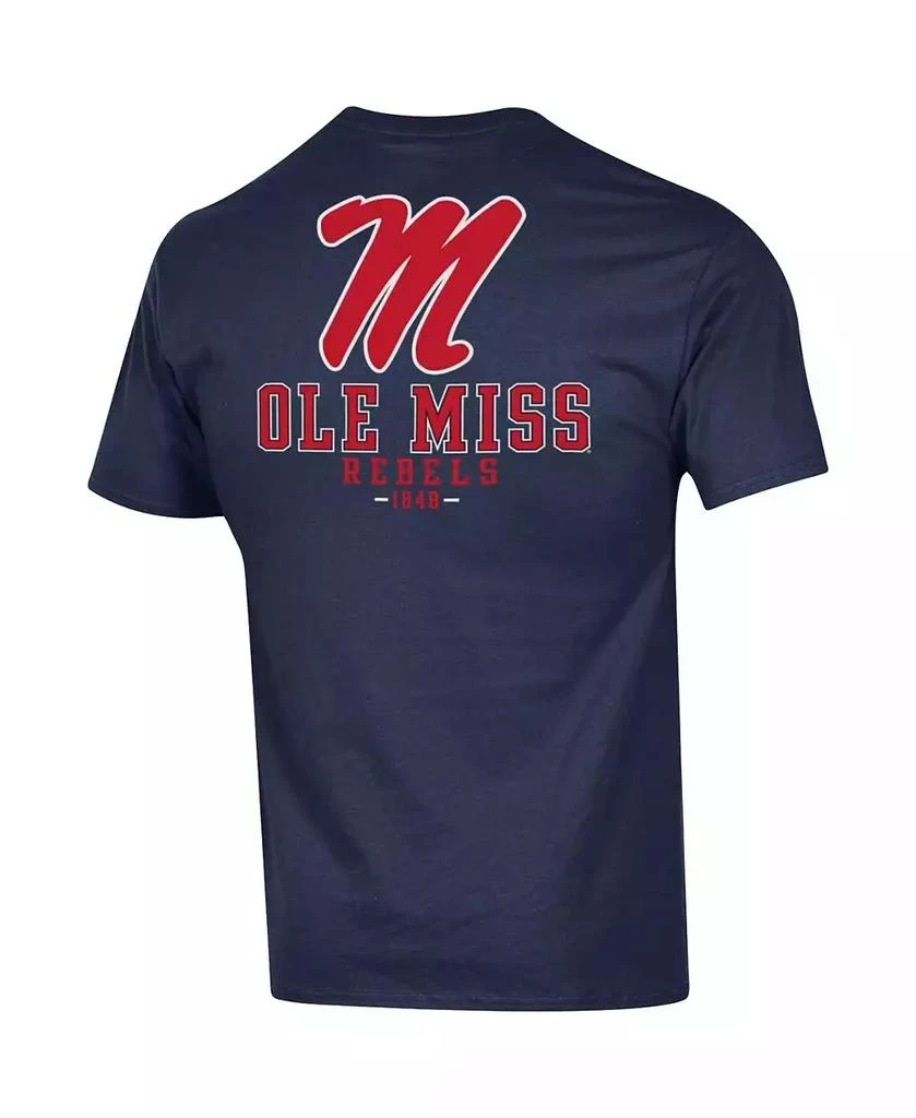 商品CHAMPION|Men's Navy Ole Miss Rebels Stack 2-Hit T-shirt,价格¥262,第3张图片详细描述