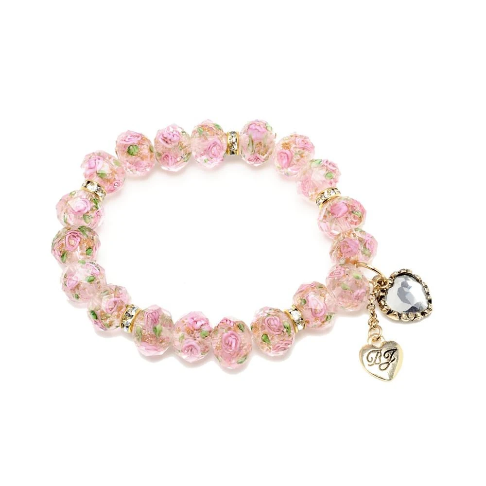 商品Betsey Johnson|Betsey Johnson Pink Flower Beaded Stretch Bracelet贝齐约翰逊粉红色花串珠手链,价格¥226,第1张图片