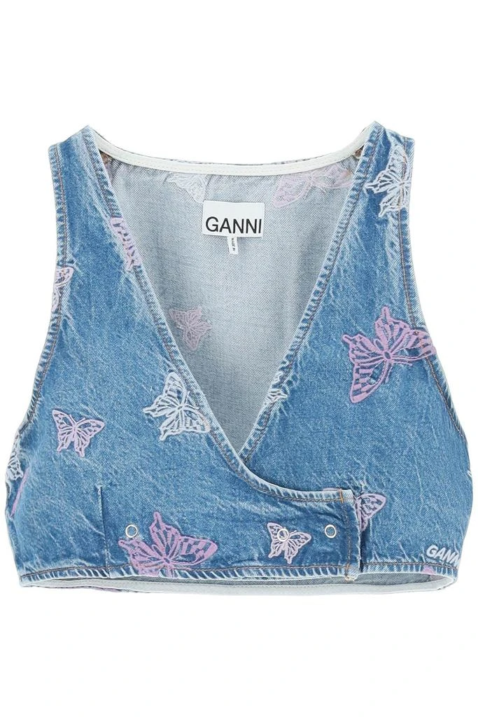 商品Ganni|Butterfly Denim Cropped Top,价格¥985,第1张图片