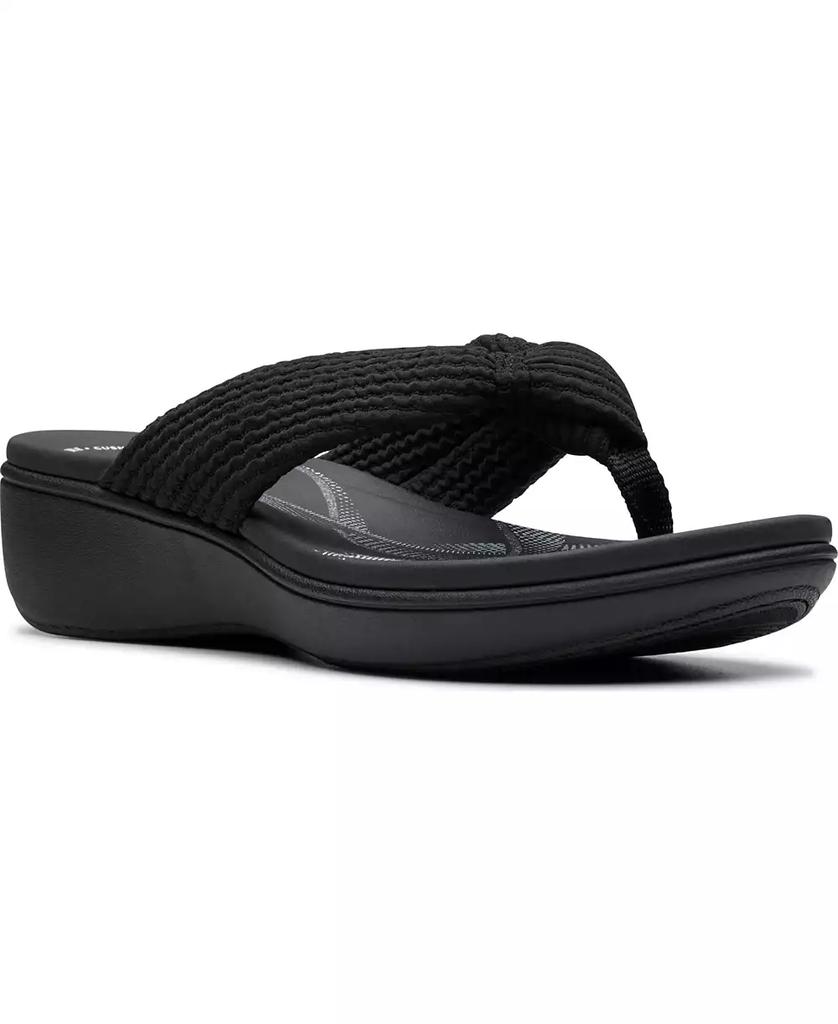 Clarks Cloudsteppers ブラックサンダル　リボン Women's Arla Glison Black FabricCloudsteppers™ Flip Flops