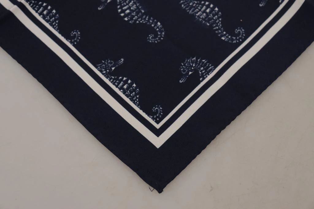 商品Dolce & Gabbana|Dolce & Gabbana Blue Seahorse DG Printed Square Handkerchief Scarf,价格¥979,第2张图片详细描述