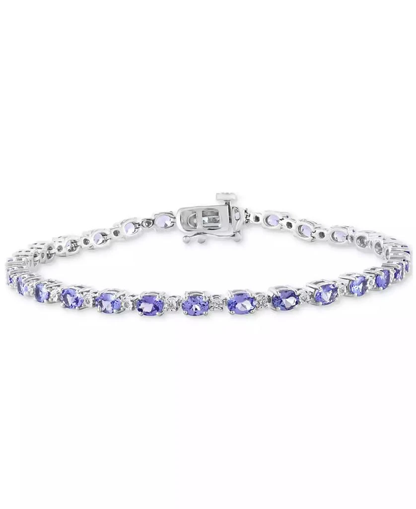 商品Effy|EFFY® Tanzanite (4-3/4 ct. t.w.) & Diamond (1/20 ct. t.w.) Link Bracelet in Sterling Silver,价格¥3929,第1张图片