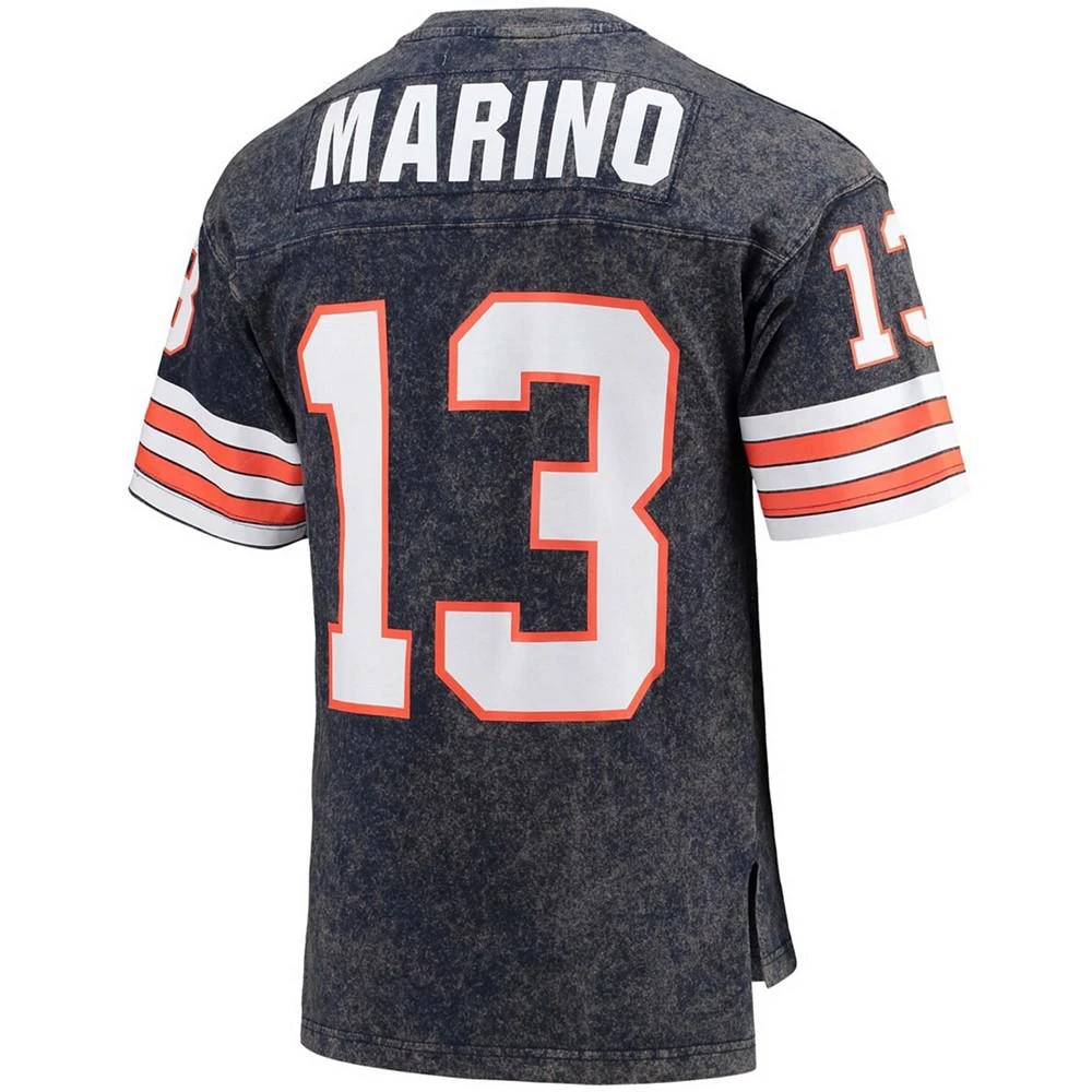 商品Mitchell and Ness|Men's Dan Marino Navy Miami Dolphins Retired Player Name and Number Acid Wash T-shirt,价格¥819,第3张图片详细描述
