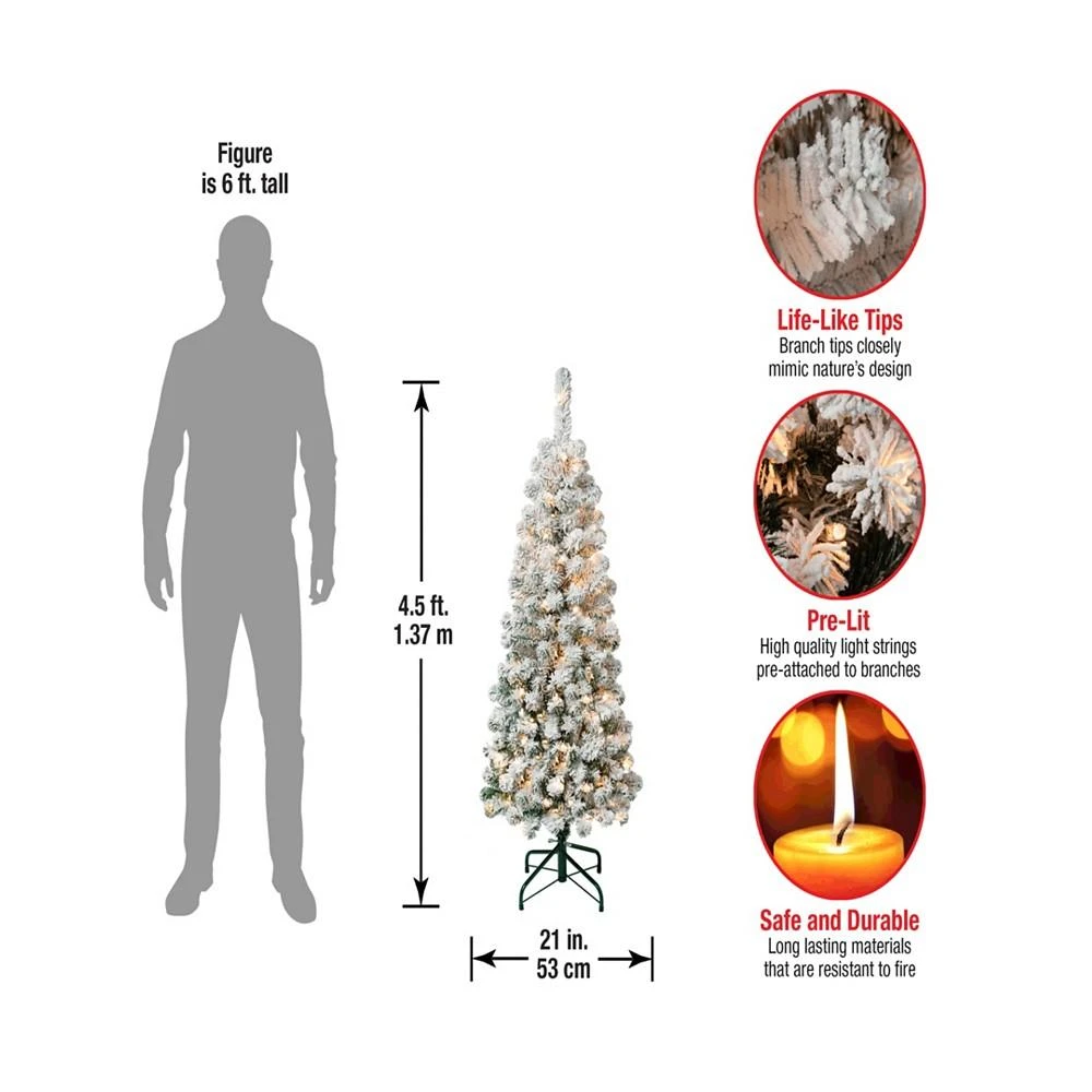 商品National Tree Company|First Traditions 4.5' Acacia Pencil Slim Flocked Tree with Clear Lights,价格¥927,第4张图片详细描述