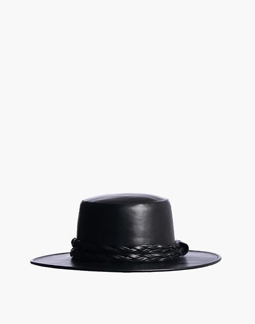 商品Madewell|ASN Vegan Leather Midnight Story Boater Hat,价格¥463,第1张图片